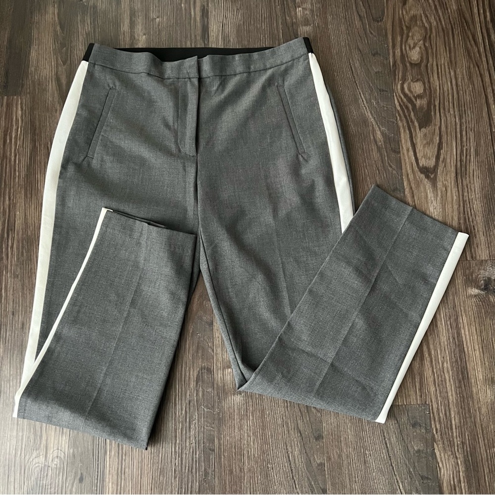 Zara Gray Tuxedo Style Slim Fit Pants with White Stripe